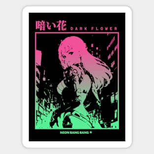 "Dark Flower" Cyberpunk Aesthetic Vaporwave Anime Manga Girl Japanese Streetwear Magnet